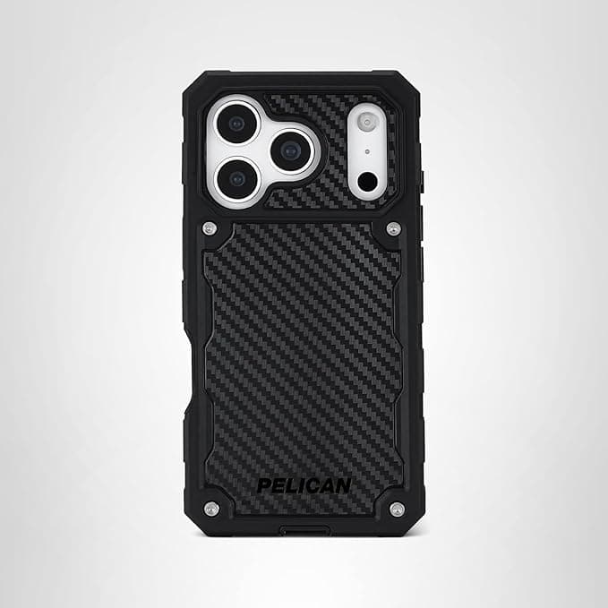 Pelican Shield iPhone 17 Pro Case [Compatible with MagSafe] Rugged Phone Case w/ 24ft Military-Grade Drop Protection - Heavy Duty Phone Cover w/Belt Clip Holster for iPhone 17 Pro - Carbon