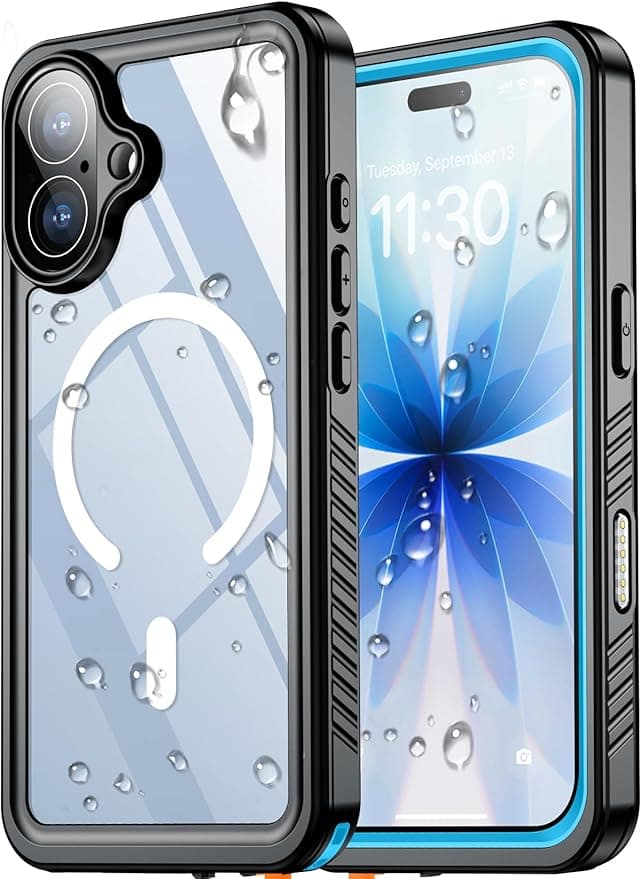SPIDERCASE Magnetic for iPhone 17 Case Waterproof, [Built-in Lens & Screen Protector][Full Heavy Duty Protection][IP68 Underwater] 15FT Military Shockproof, Dustproof, Anti-Scratched Phone Case, Blue