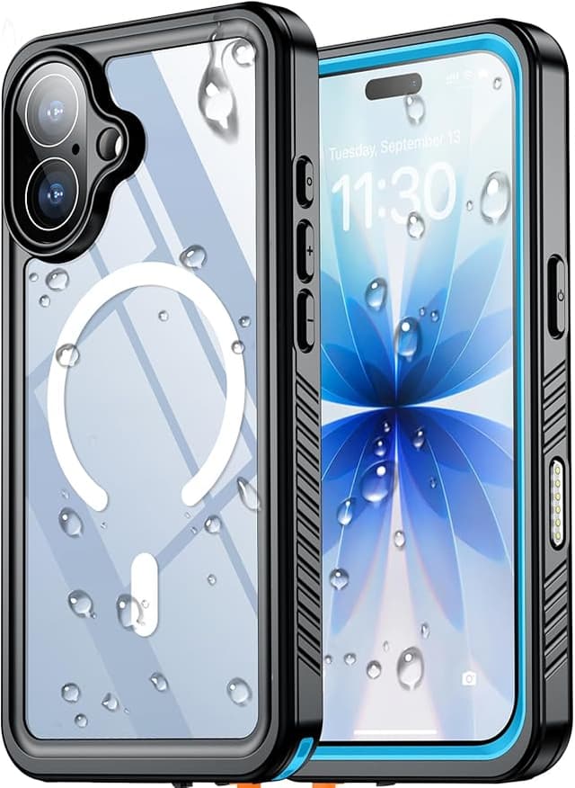 SPIDERCASE Magnetic for iPhone 17 Case Waterproof, [Built-in Lens & Screen Protector][Full Heavy Duty Protection][IP68 Underwater] 15FT Military Shockproof, Dustproof, Anti-Scratched Phone Case, Blue